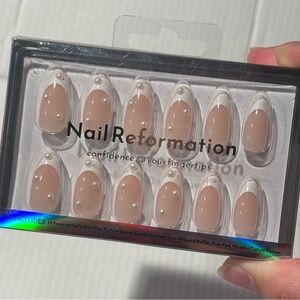 Nail Reformation French Pearl Medium Almond Press On Nails Bridal Wedding Nails